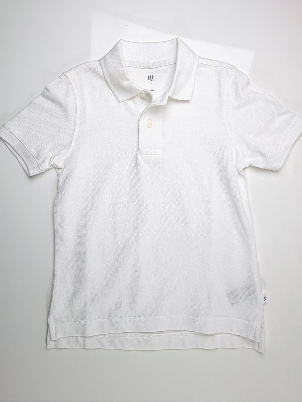 GAP Kids 100% Cotton White Short Sleeve Polo Shirt, Szs S & M